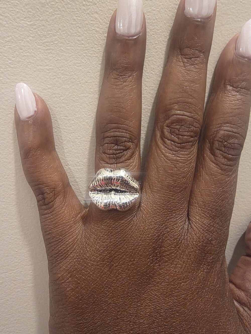 Silver Lip-Shaped Statement Ring - Women Jewelry